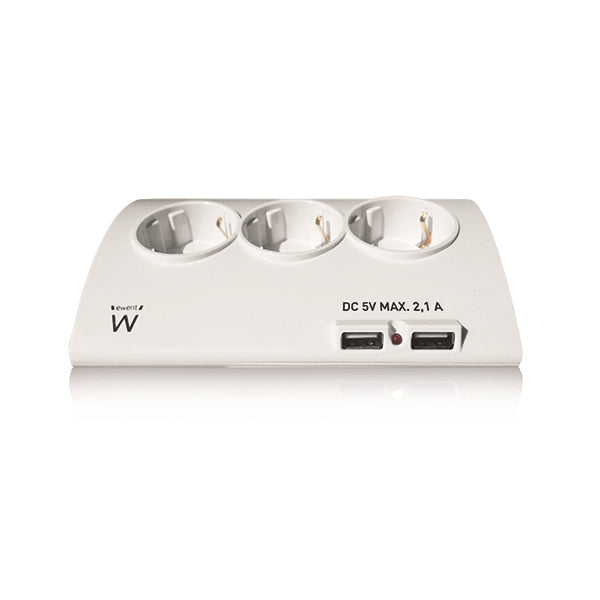 EWENT BLOCO TOMADAS 5x DESKTOP 1.5M + 2USB PORT WHITE