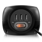 EWENT BLOCO TOMADAS CUBICO 3xSOCKETS (SHUKO) 3xUSB 2.4MA PRETO 1.5MT