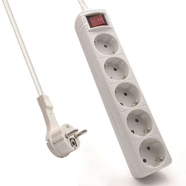 EWENT REGUA TOMADAS POWER STRIP 5 SOCKETS (SHUKO) 16A SHUKO FLAT PLUG WHITE