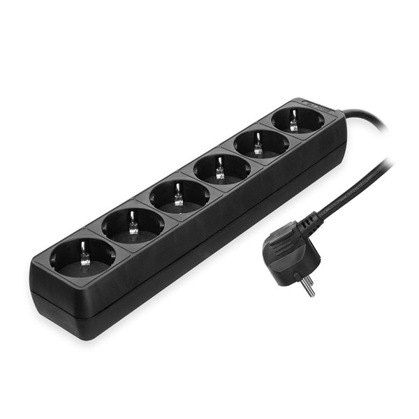 EWENT REGUA TOMADAS POWER STRIP 6 SOCKETS PLUG BLACK