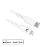 EWENT CABO LIGHTNING/ USB-C MFI WHITE 1MT