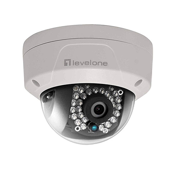 CÁMARA DE RED DOMO FIJA LEVELONE 5MP POE IR LEDS EXTERIOR IP66