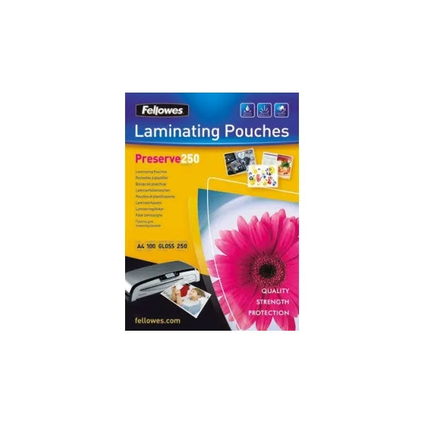 FELLOWES PLASTER BAGS 250 MIC. BRILLIANCE A4 PACK 100