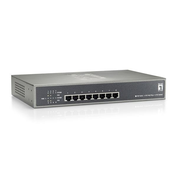 CONMUTADOR LEVELONE 8 PUERTOS GIGABIT POE 802.3AT POE+ 4 POE 120W