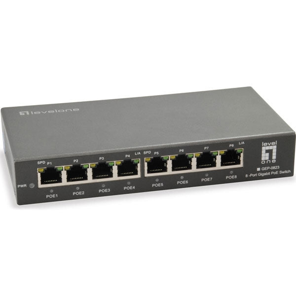 LEVELONE SWITCH 8 PORTAS GIGABIT POE SWITCH, 802.3AT/AF POE, 120W