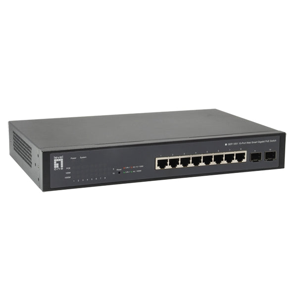 LEVELONE SWITCH 10X1000 POE 70W- 8XPOE- 2XGIGABIT SFP WEBSMART