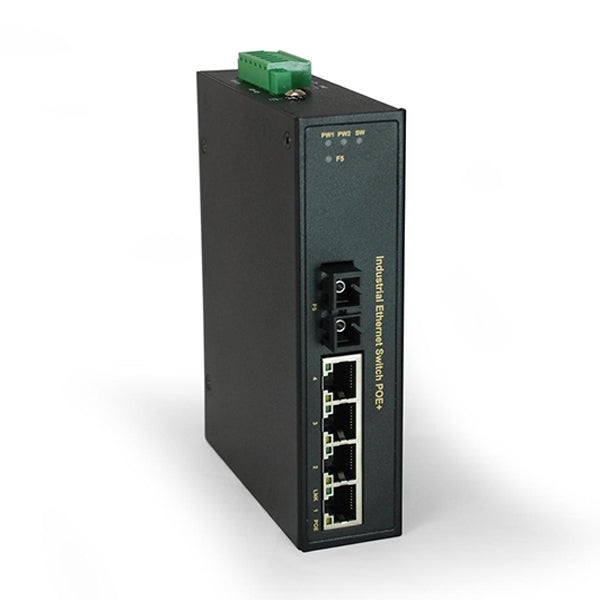 LEVELONE SWITCH 4x10/100 + 1x SC FIBER ,POE-PLUS (INDUSTRIAL IN DIN TRACK)