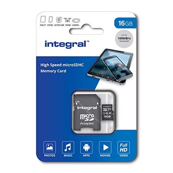 INTEGRAL SD MICRO 16GB HIGH SPEED MICROSDHC/XC V10 UHS-I U1