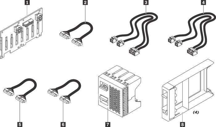 Lenovo 2.5" SATA/SAS 8-Bay Backplane Kit - Server Accessory Kit - for ThinkSystem ST250 (2.5")