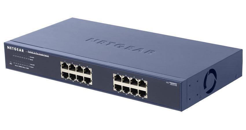 NETGEAR JGS516v2 - Switch - no management - 16 x 10/100/1000 - desktop, rail mountable - AC 100/230 V