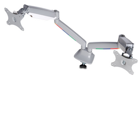 Kensington SmartFit One-Touch Dual Monitor Arm - Mounting kit - adjustable arm - for 2 monitors - metal - silver gray - screen size: 13"-32" - C-clamp, grommet, desktop mountable