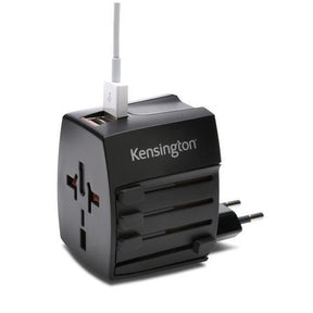 Adaptador de viaje internacional Kensington - Adaptador de corriente (BS 1363, NEMA 1-15, Europlug, AS/NZS 3112, 2 x USB) - Negro
