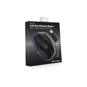 Kensington Pro Fit Full-Size - Ratón - Derecho - Óptico - 6 Botones - Inalámbrico - 2.4GHz - Receptor inalámbrico USB - Negro