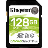 KINGSTON SD 128GB CANVAS SDXC 100R C10 UHS-I U3 V10