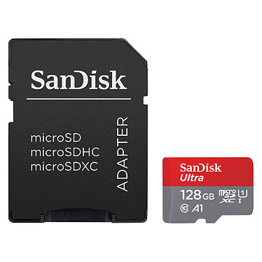 SanDisk Ultra - Tarjeta de memoria flash (adaptador microSDXC a SD incluido) - 128 GB - A1 / UHS-I U1 / Class10 - microSDXC UHS-I (SDSQUAB-128G-GN6IA)