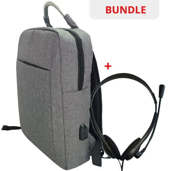 LIFETECH BACKPACK FASHION GRAY BACKPACK 15.6 + HEADSET WITH MIC LF-301