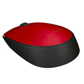 Logitech M171 - Mouse - wireless - 2.4 GHz - USB wireless receiver - black, red