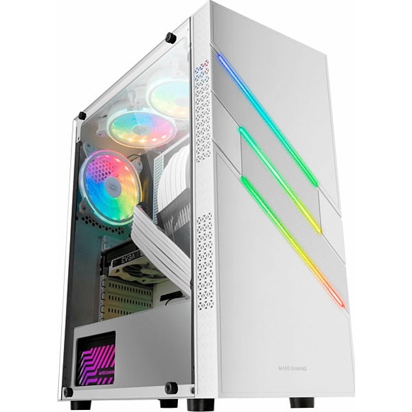 MARS GAMING BOX ATX MCU3 ARGB FRONTAL 12CM CRISTAL BLANCO