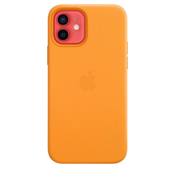 APPLE CAPA IPHONE 12/12 PRO 6.1 LEATHER CASE WITH MAGSAFE - CALIFORNIA POPPY