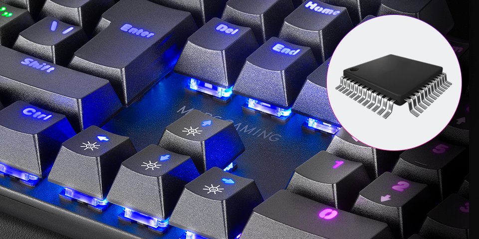 Keyboard MARS GAMING MK422 MECHANICAL KEYBOARD, ANTI-DUST BLUE, FRGB, BLACK, PORTUGUESE (MK422BPT)