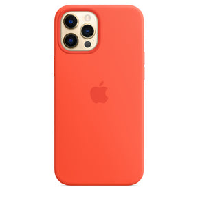 FUNDA SILICONA APPLE CAPA IPHONE 12 PRO 6.7 MAX CON MAGSAFE - NARANJA ELÉCTRICA