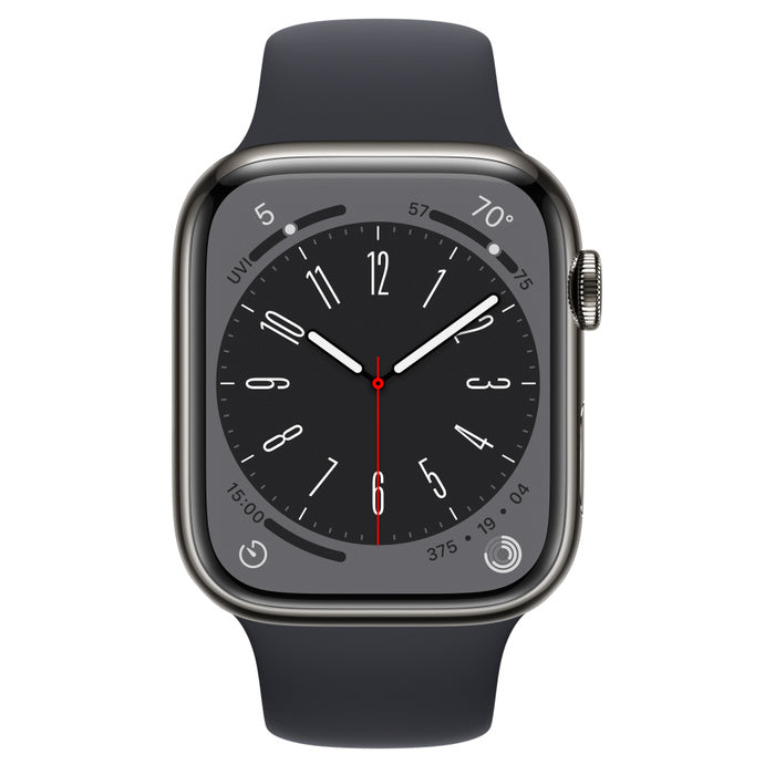 Apple Watch Series 8 GPS + Cellular 45mm Graphite Stainless Steel Case with Midnight Sport Band - Regular