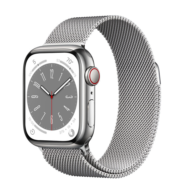 APPLE WATCH SERIES 8 GPS+CELLULAR 41MM SILVER STAINLESS STEEL CASE WITH SILVER M