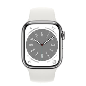 APPLE WATCH SERIES 8 GPS+CELLULAR 41MM SILVER STAINLESS STEEL CASE WITH WHITE SP