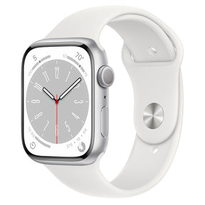 APPLE WATCH SERIES 8 GPS 45MM SILVER ALUMINUM CASE WITH WHITE SPORT BAND REGULA