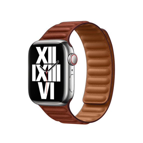 APPLE BRACELET UMBER LEATHER LINK - S/M 41MM