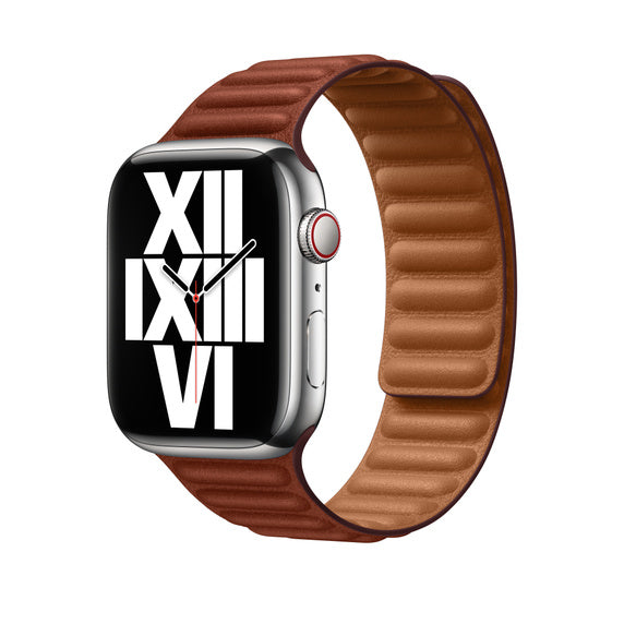 APPLE BRACELET UMBER LEATHER LINK - S/M 45MM