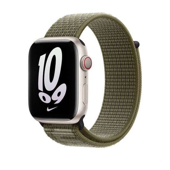 APPLE BRACELET SEQUOIA/PURE PLATINUM NIKE SPORT LOOP 45MM