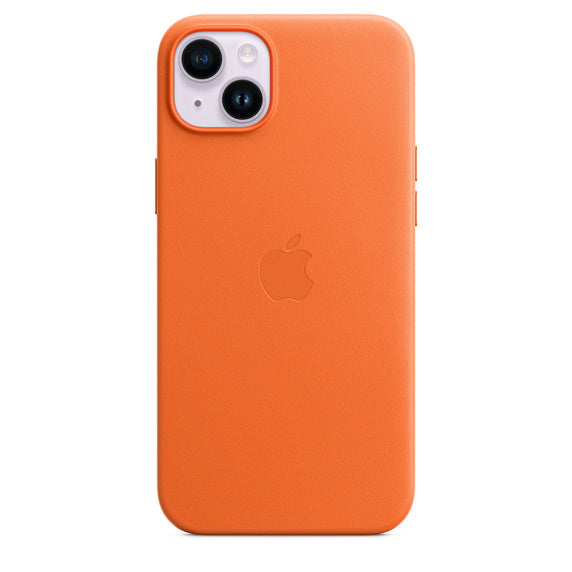 APPLE CAPA IPHONE 14 PLUS LEATHER CASE WITH MAGSAFE - ORANGE