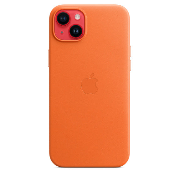 APPLE CAPA IPHONE 14 PLUS LEATHER CASE WITH MAGSAFE - ORANGE