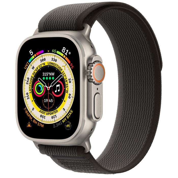 APPLE WATCH ULTRA GPS+CELLULAR 49MM TITANIUM CASE WITH BLACK/GRAY TRAIL LOOP M/L