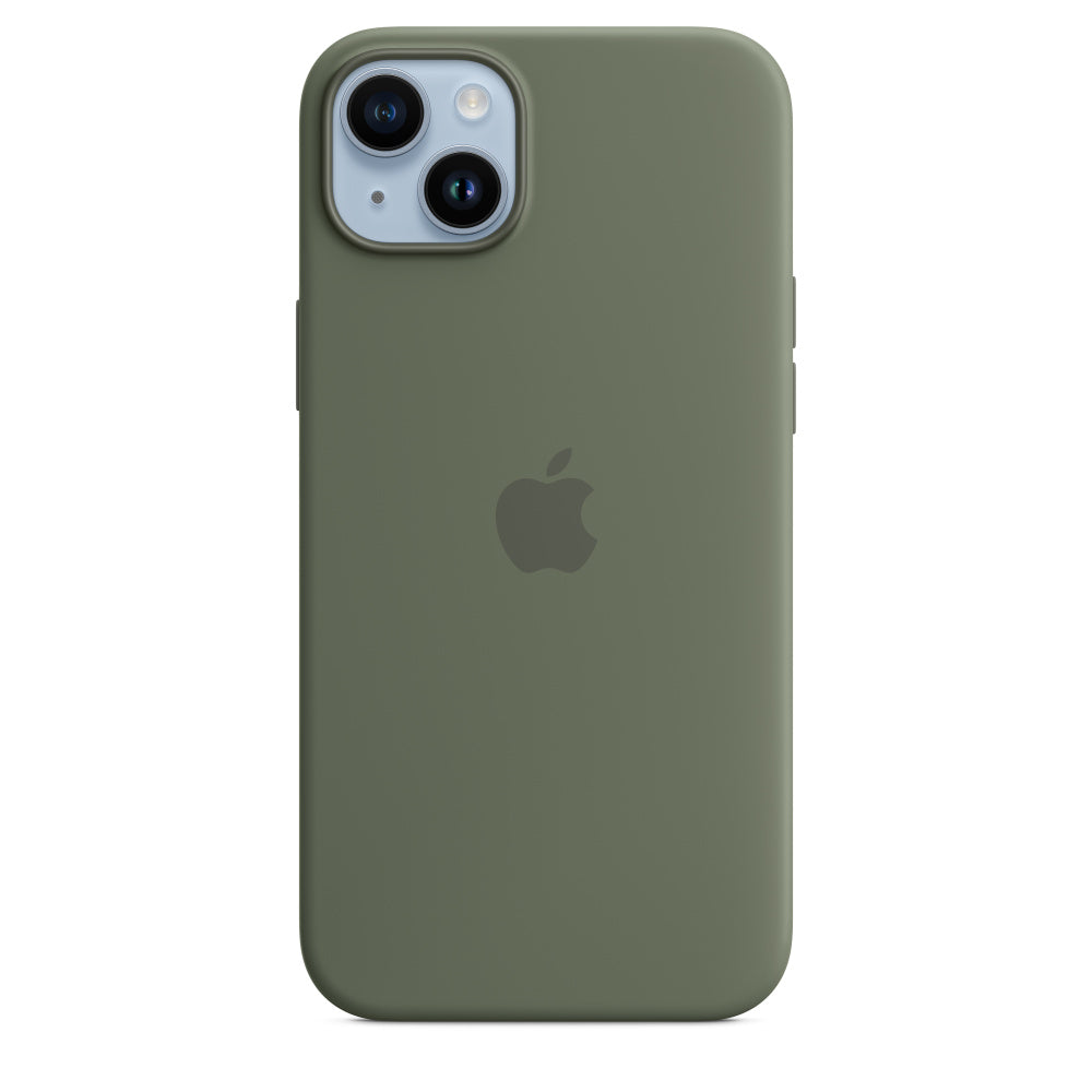 Funda de silicona con MagSafe para iPhone 14 Plus - Oliva