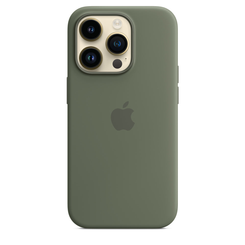 Capa em silicone com MagSafe para iPhone 14 Pro - Azeitona