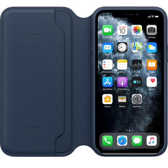 FUNDA APPLE IPHONE 11 PRO 5.8 CUERO FOLIO - AZUL PROFUNDO