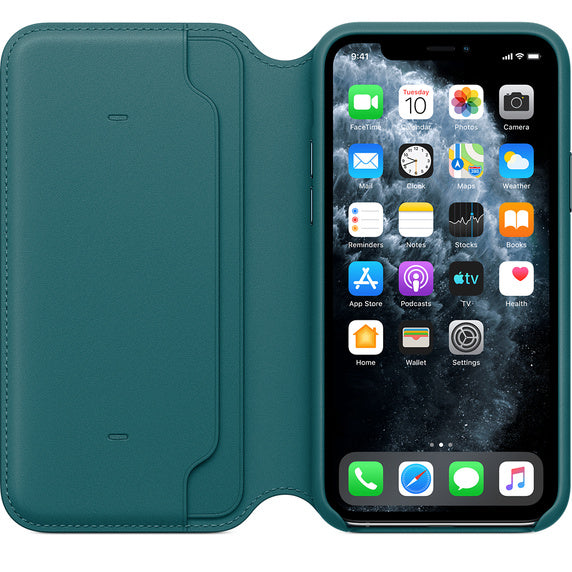 FUNDA APPLE IPHONE 11 PRO 5.8 CUERO FOLIO - PAVO REAL