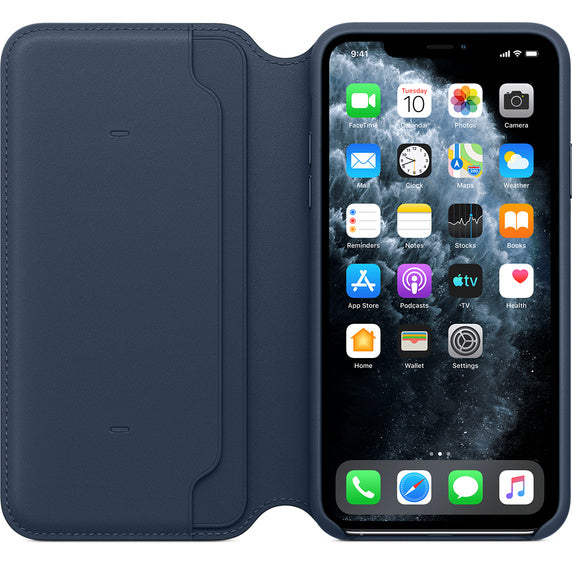 APPLE CAPA IPHONE 11 PRO 6.5 MAX LEATHER FOLIO - DEEP SEA BLUE