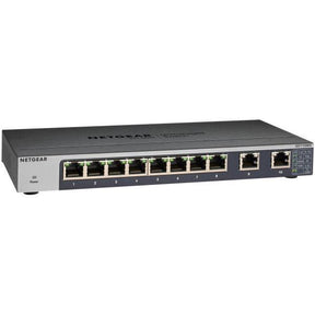 NETGEAR GS110MX - Switch - no management - 8 x 1000Base-T + 2 x 100/1000/2.5G/5G/10G (uplink) - desktop, rail mountable, wall mountable - DC power