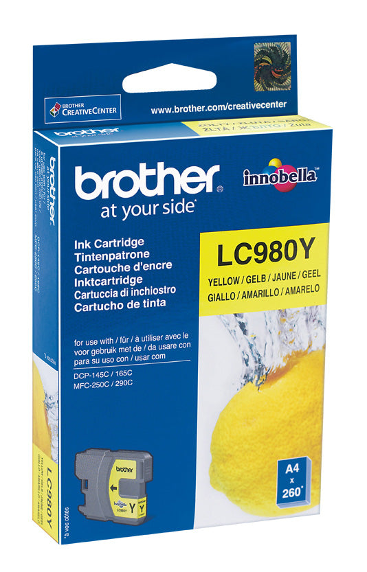 Brother LC980YBPDR - Amarillo - original - blister - cartucho de tinta - para Brother DCP-145, 163, 165, 195, 365, 373, 375, 377, MFC-250, 255, 290, 295, 297 (LC980YBPDR)