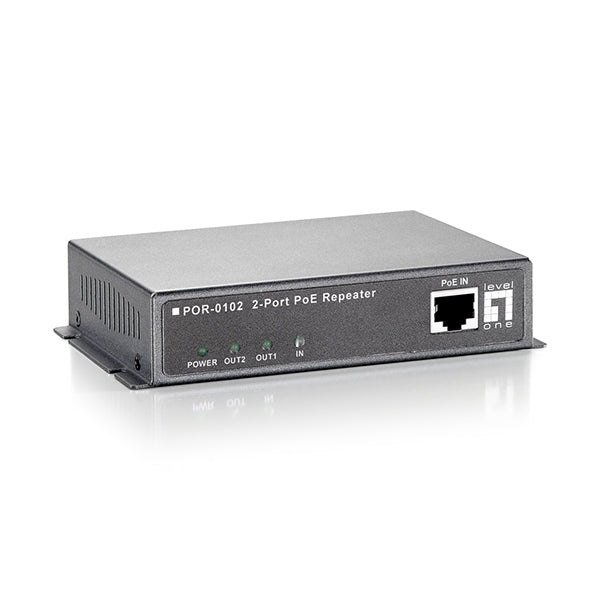 EXTENSOR POE LEVELONE CON 2 SALIDAS RJ-45 100M COMPATIBLE CON POE DE ALTA POTENCIA