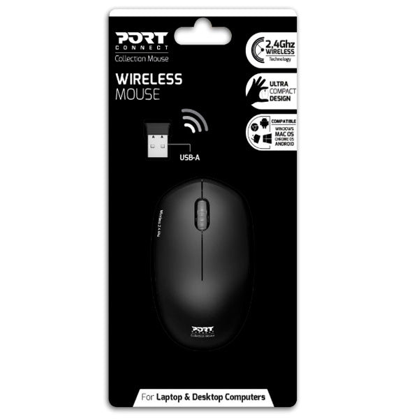 PORT MOUSE WIRELESS COLLECTION 1600DPI BLACK