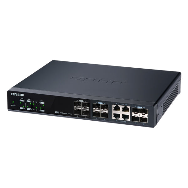 QNAP SWITCH 10GBE ADMINISTRADO CON 4 PUERTOS 10GBE SFP+/RJ45 COMBO Y 8 PUERTOS 10GBE SFP