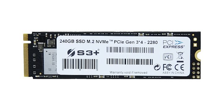 SSD Interno S3+ M.2 2280 240GB NVMe PCIe 1950MB/s