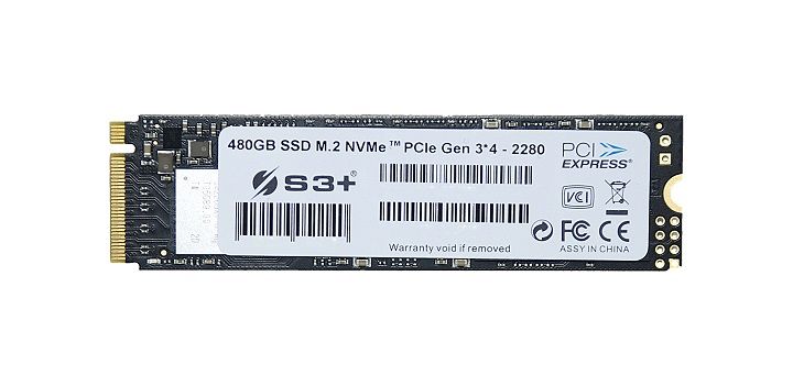 SSD Interno S3+ M.2 2280 480GB NVMe PCIe 2000MB/s