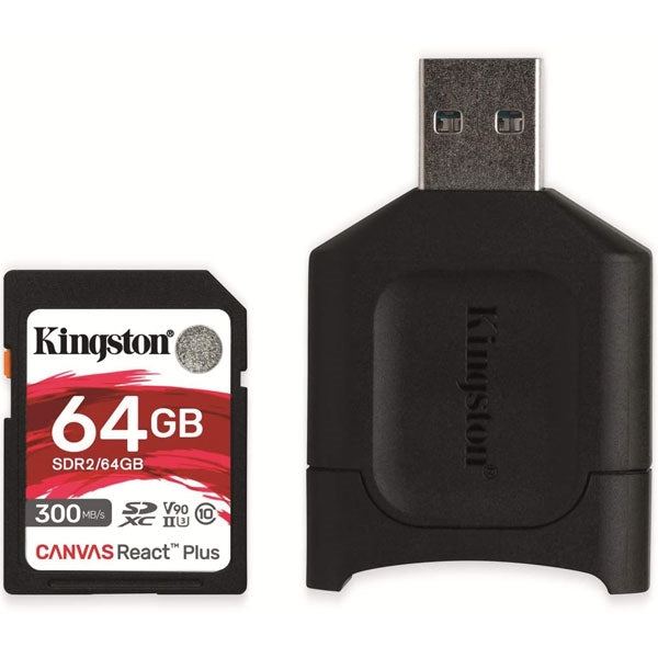 KINGSTON SDCARD 64GB CANVAS REACT PLUS SDXC UHS-II 300R/260W U3 V90