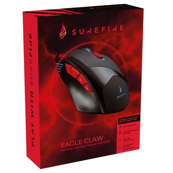 SUREFIRE GAMING MOUSE EAGLE CLAW 9-BUTTONS RGB LED 3200DPI