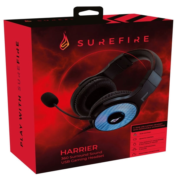SUREFIRE GAMING HEADSET HARRIER 360 SURROUND 7.1 USB RGB LED PC/ CONSOLE